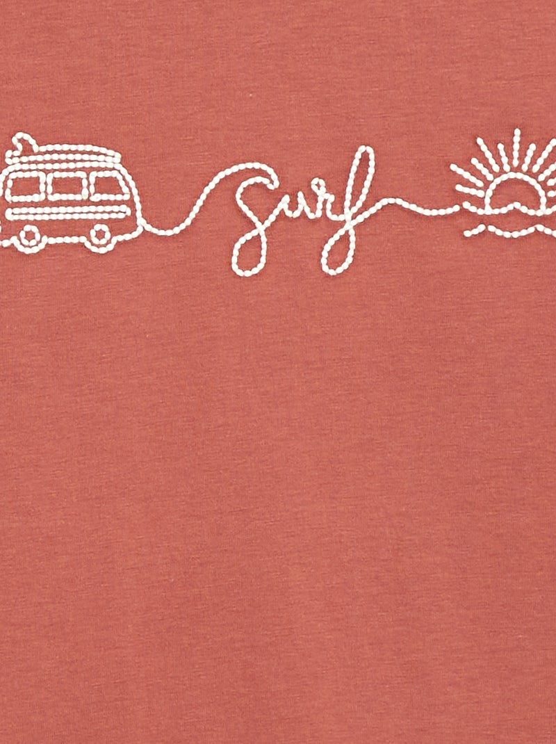 Geborduurd T-shirt met korte mouwen Rood - Kiabi