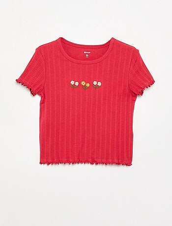 Geborduurd T-shirt met korte mouwen