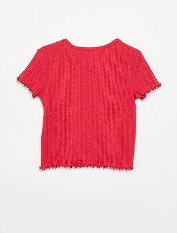 Geborduurd T-shirt met korte mouwen