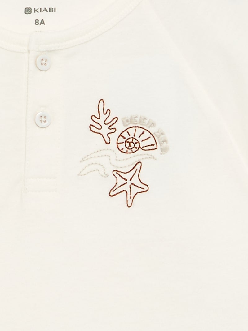 Geborduurd T-shirt met korte mouwen Wit - Kiabi