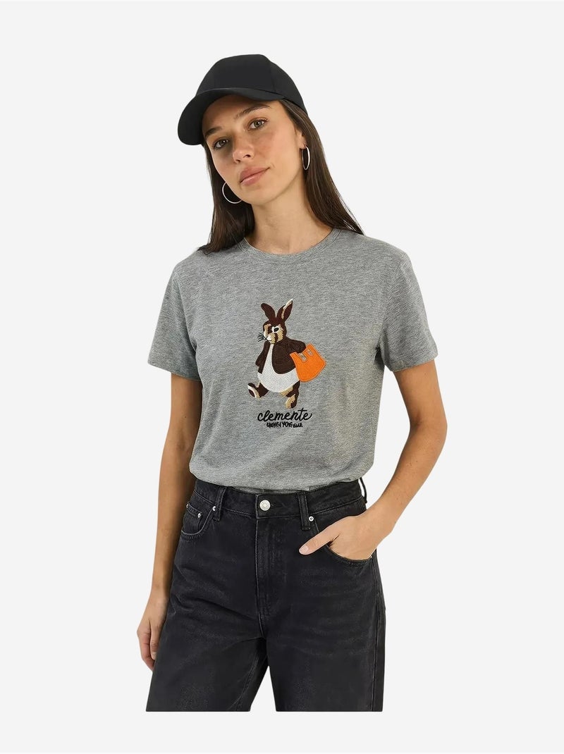 Geborduurd t-shirt met ronde hals lucci Grijs - Kiabi