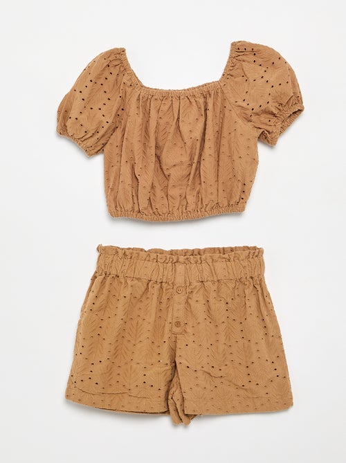 Geborduurde 2-delige set - short en blouse - Kiabi