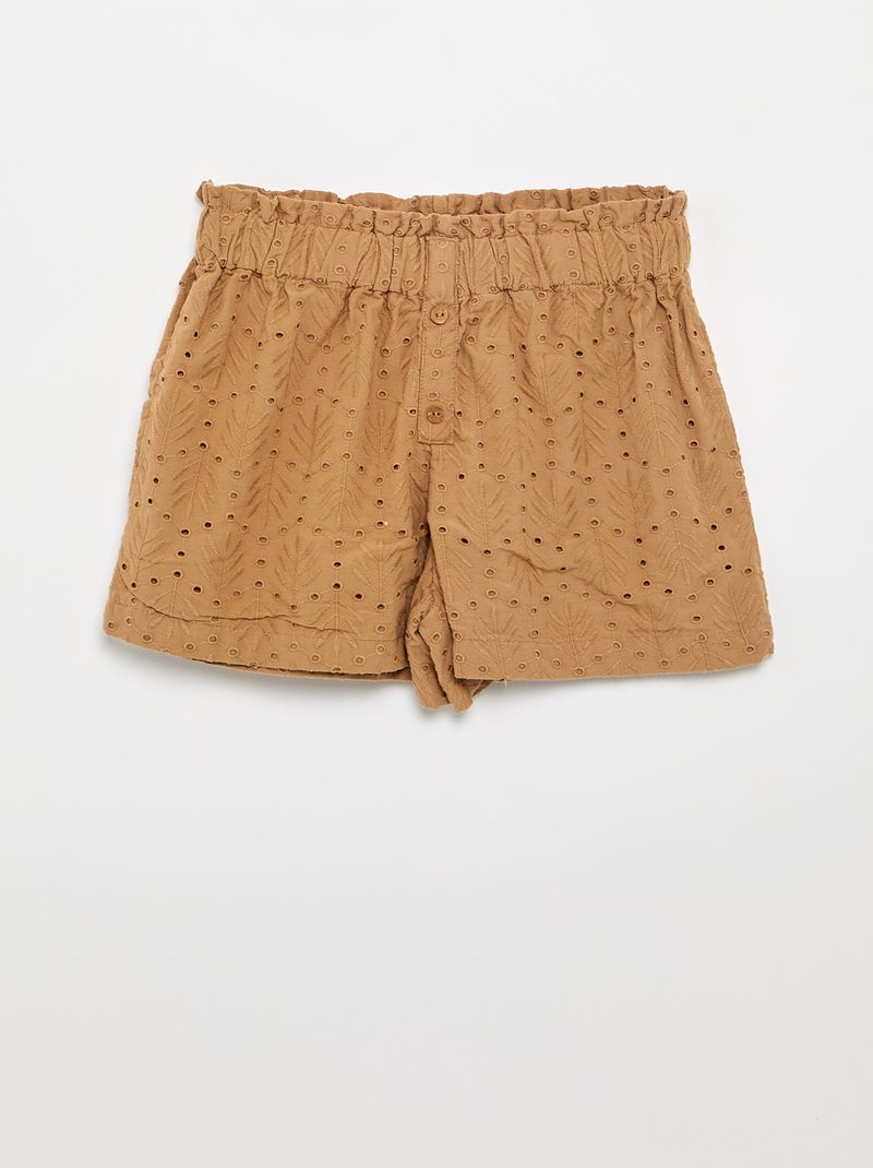 Geborduurde 2-delige set - short en blouse Lichtbruin - Kiabi