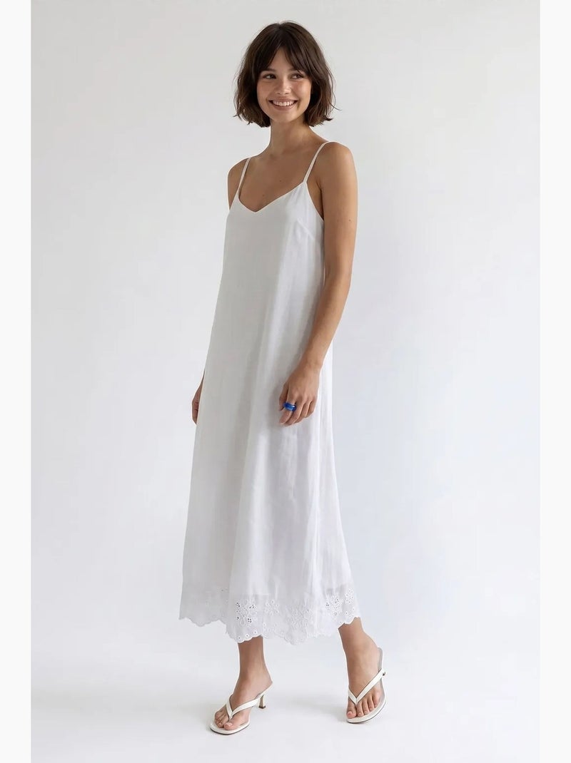 Geborduurde a-lijn midi slipdress mixray Wit - Kiabi