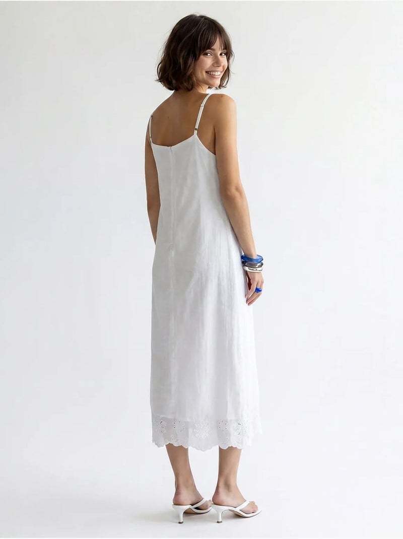 Geborduurde a-lijn midi slipdress mixray Wit - Kiabi