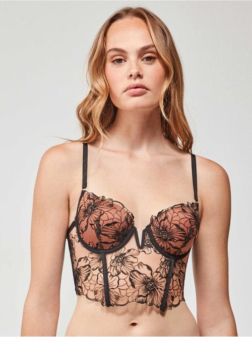 Geborduurde bloemenbustier in cups b en c - Kiabi Geborduurde bloemenbustier in cups b en c - Kiabi