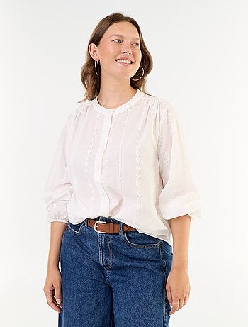 Geborduurde blouse met lange mouwen