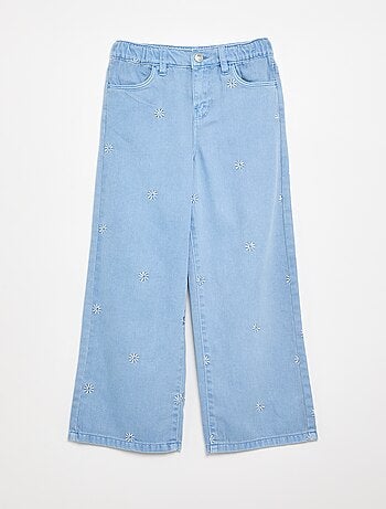 Geborduurde denim broek