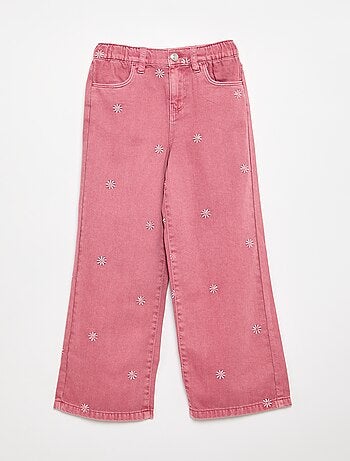 Geborduurde denim broek