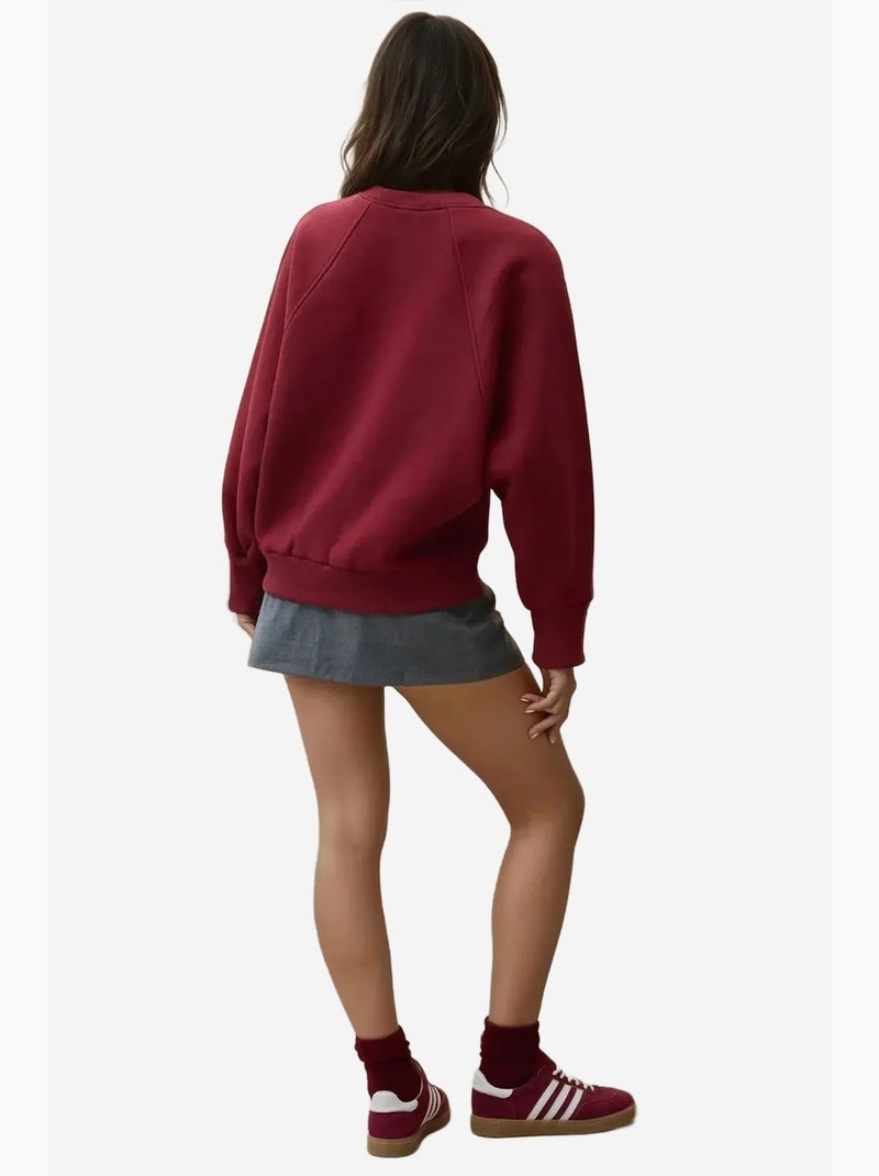 Geborduurde katoenen sweatshirt hiccup Bordeauxrood - Kiabi
