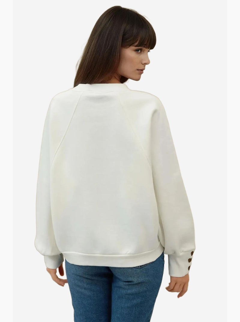 Geborduurde katoenen sweatshirt hiccup Gebroken wit - Kiabi