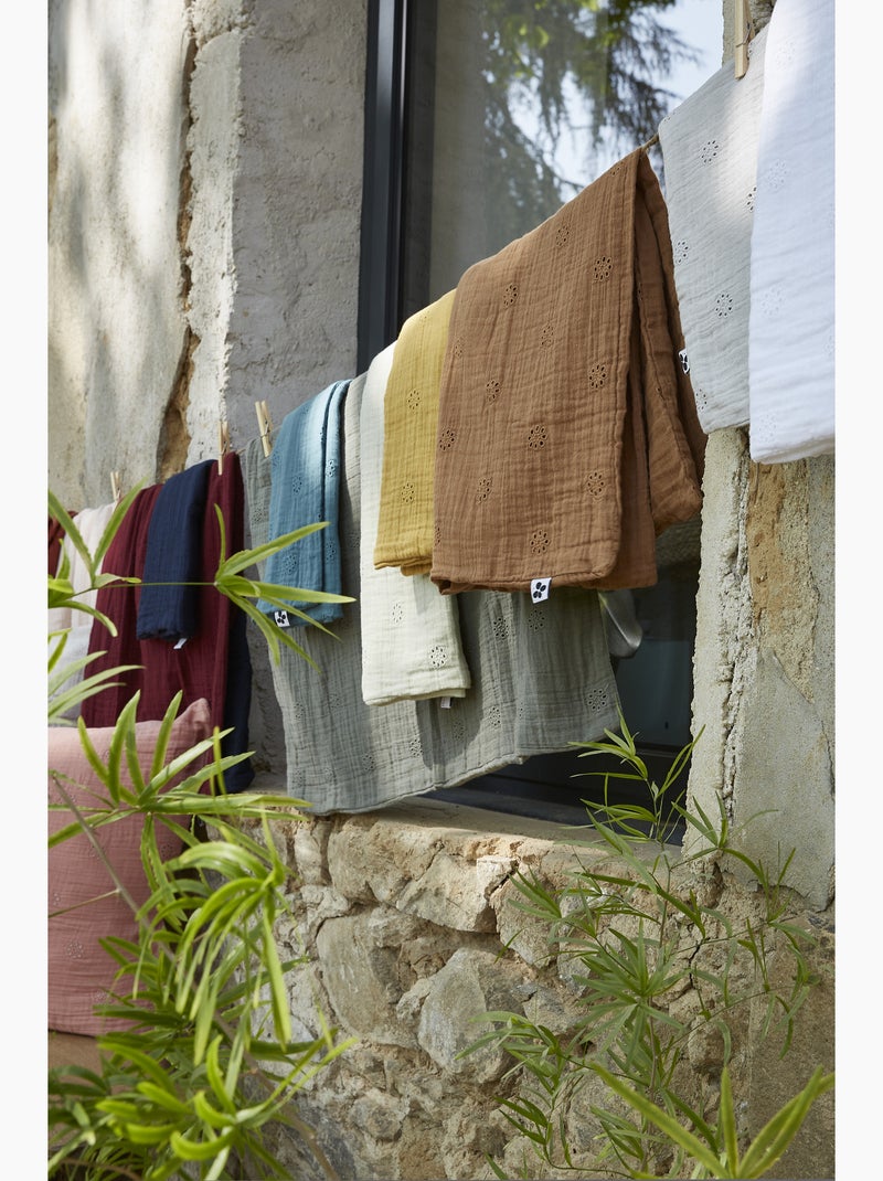 Geborduurde kussensloop – katoengaas – gaïa boho Donkerblauw - Kiabi