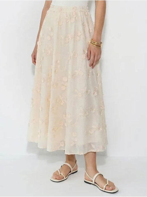 Geborduurde midi-rok met hoge taille en a-lijn lucci - Kiabi Geborduurde midi-rok met hoge taille en a-lijn lucci - Kiabi