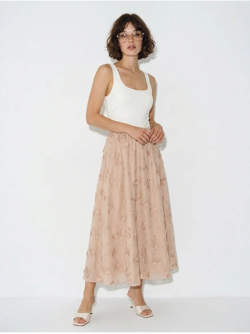 Geborduurde midi-rok met hoge taille en a-lijn lucci - Kiabi Geborduurde midi-rok met hoge taille en a-lijn lucci - Kiabi