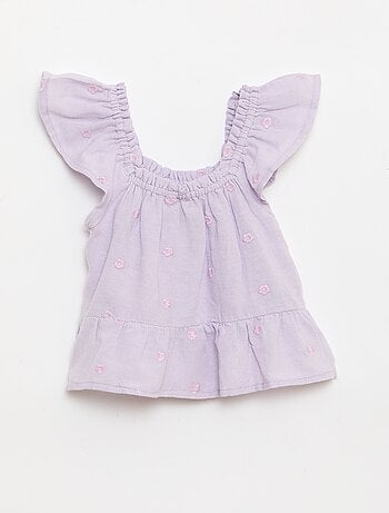 Geborduurde mouwloze blouse