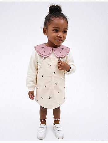 Geborduurde overstregenrok met bloemen, mo fashion