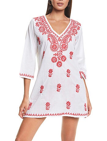 Geborduurde slipe strand tuniek complementos