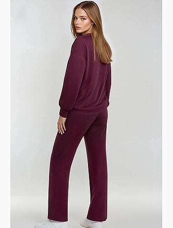 Geborduurde sweatshirt met ronde hals en broek met rechte pijpen tweedelige set hiccup