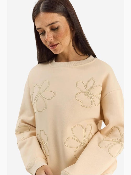 Geborduurde sweatshirt met ronde hals en lange mouwen lucci - Kiabi
