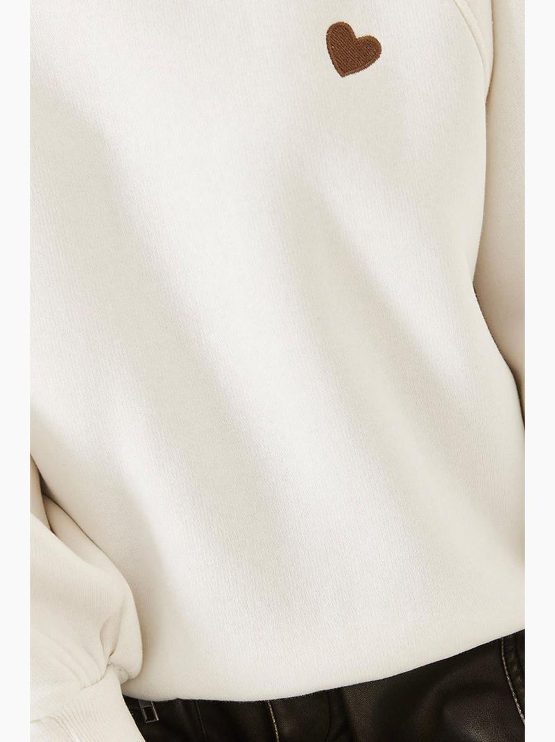 Geborduurde sweatshirt met ronde hals en lange mouwen lucci Wit - Kiabi