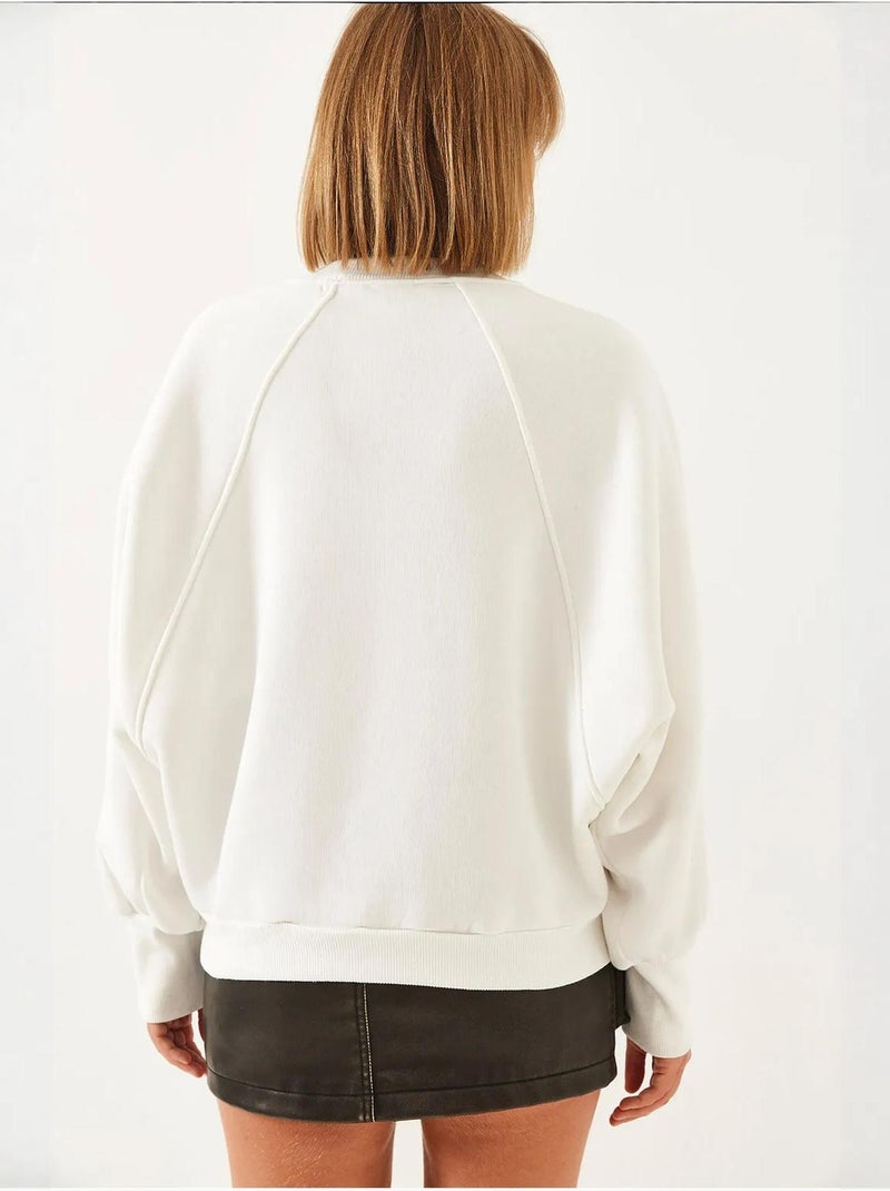 Geborduurde sweatshirt met ronde hals en lange mouwen lucci Wit - Kiabi