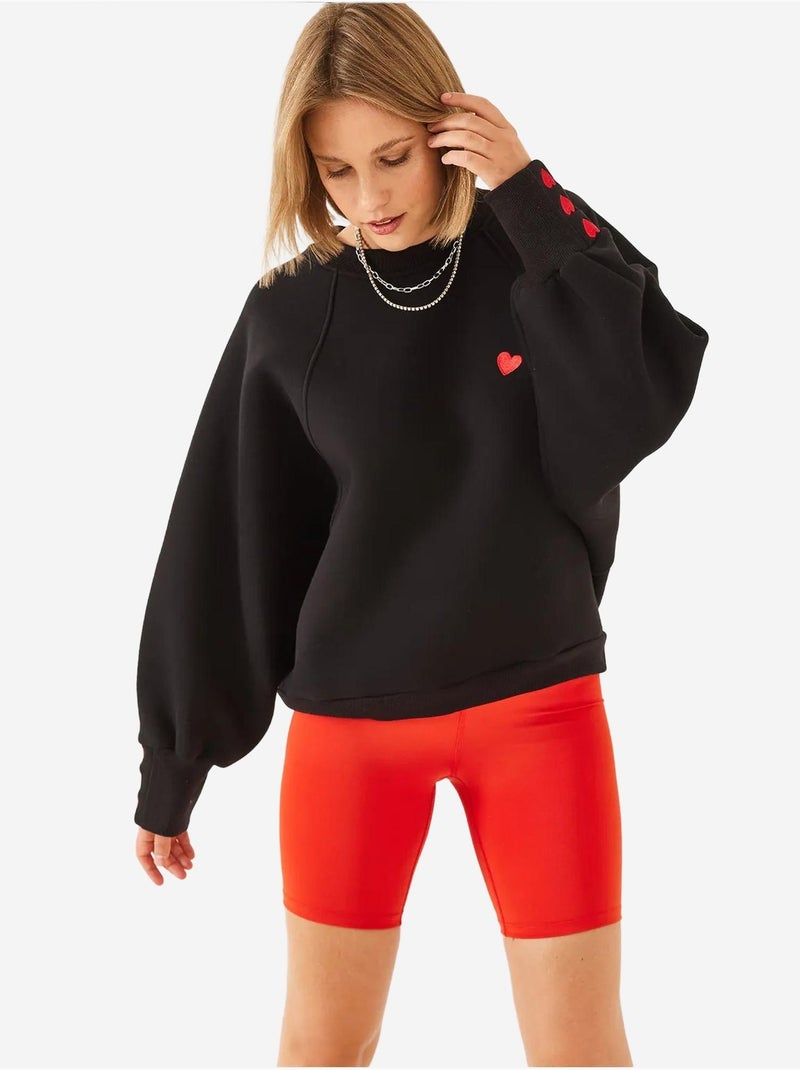 Geborduurde sweatshirt met ronde hals en lange mouwen lucci Zwart - Kiabi