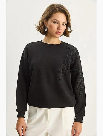 Geborduurde sweatshirt met ronde hals en lange mouwen lucci