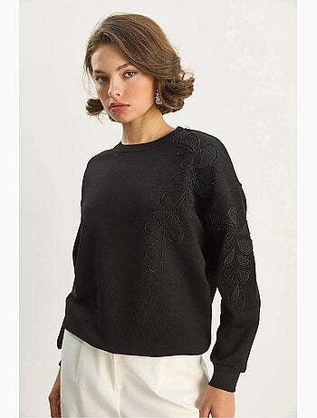 Geborduurde sweatshirt met ronde hals en lange mouwen lucci