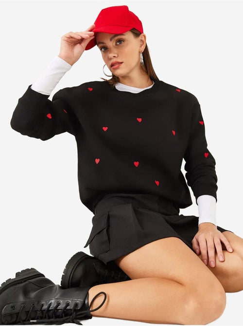 Geborduurde sweatshirt met ronde hals en relaxed fit lucci - Kiabi