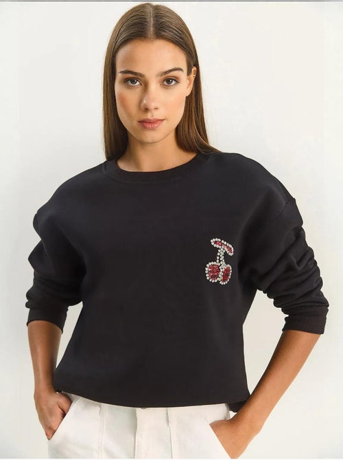 Geborduurde sweatshirt met ronde hals lucci - Kiabi
