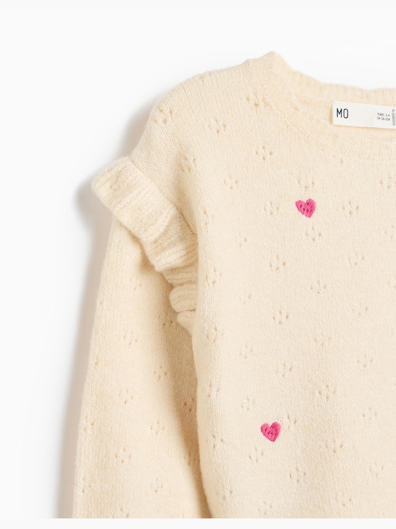 Geborduurde trui, mo fashion Beige - Kiabi