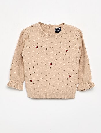Geborduurde trui van pointelletricot