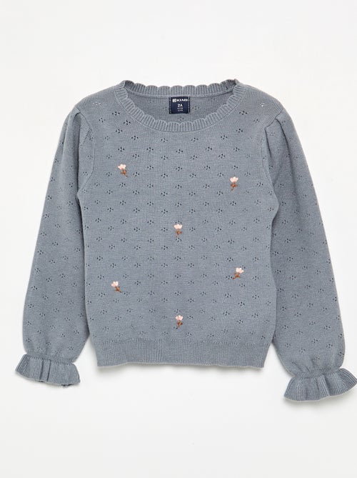 Geborduurde trui van pointelletricot - Kiabi