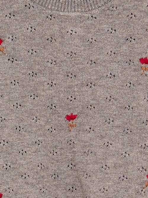 Geborduurde trui van pointelletricot - Kiabi