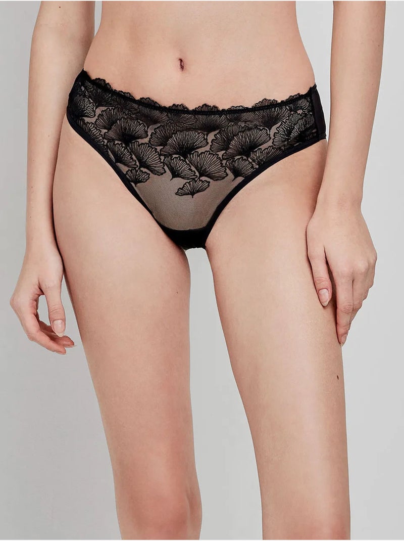 Geborduurde tule slip Zwart - Kiabi