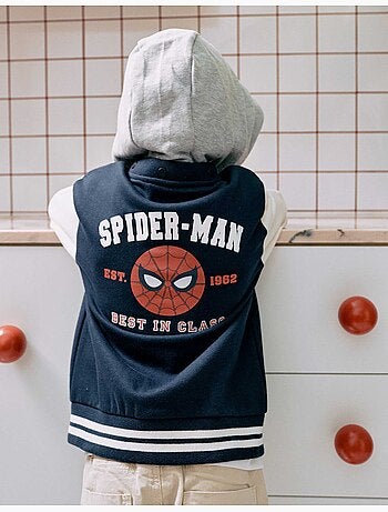 Geborsteld bomberjack met capuchon spider-man