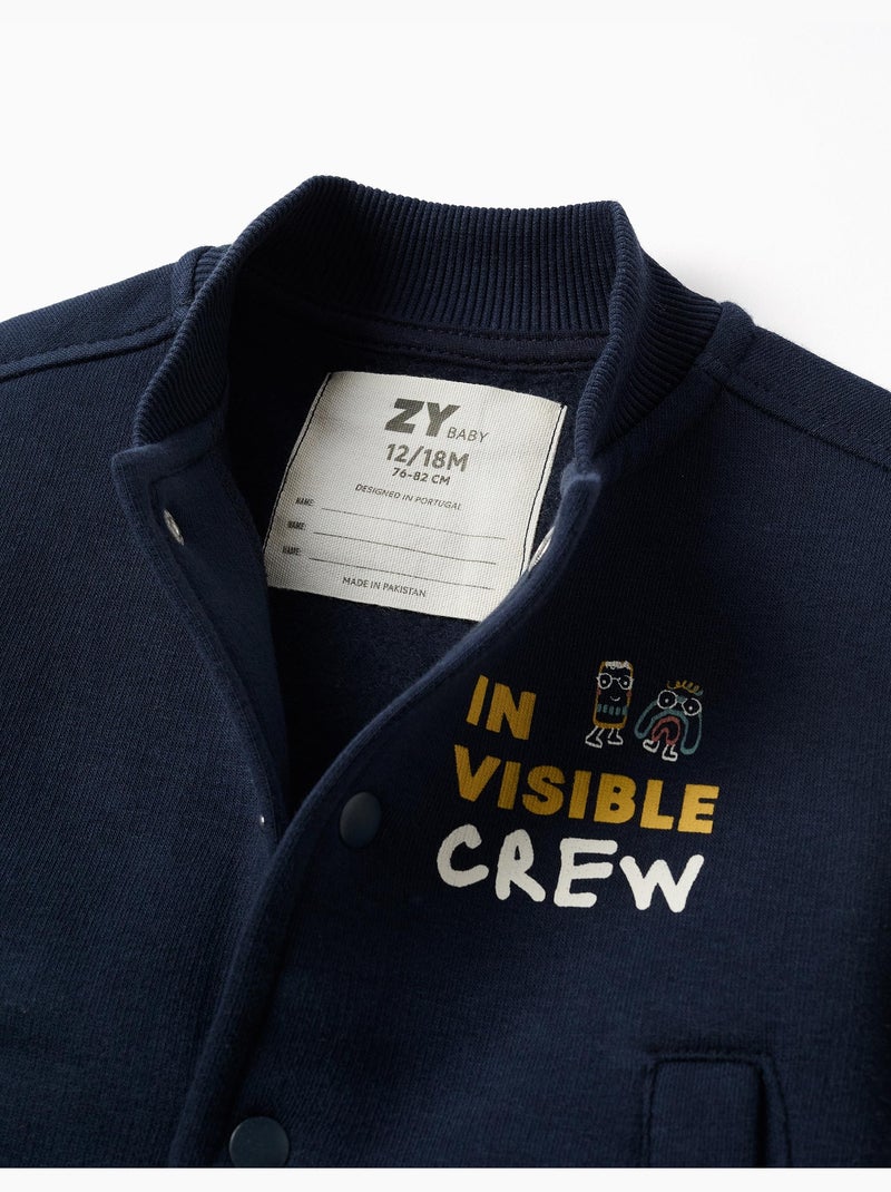 Geborsteld bomberjack met print Donkerblauw - Kiabi