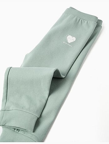 Geborsteld fleece broek met hartjesprint