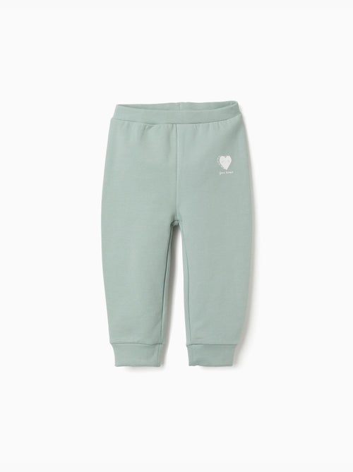 Geborsteld fleece broek met hartjesprint - Kiabi