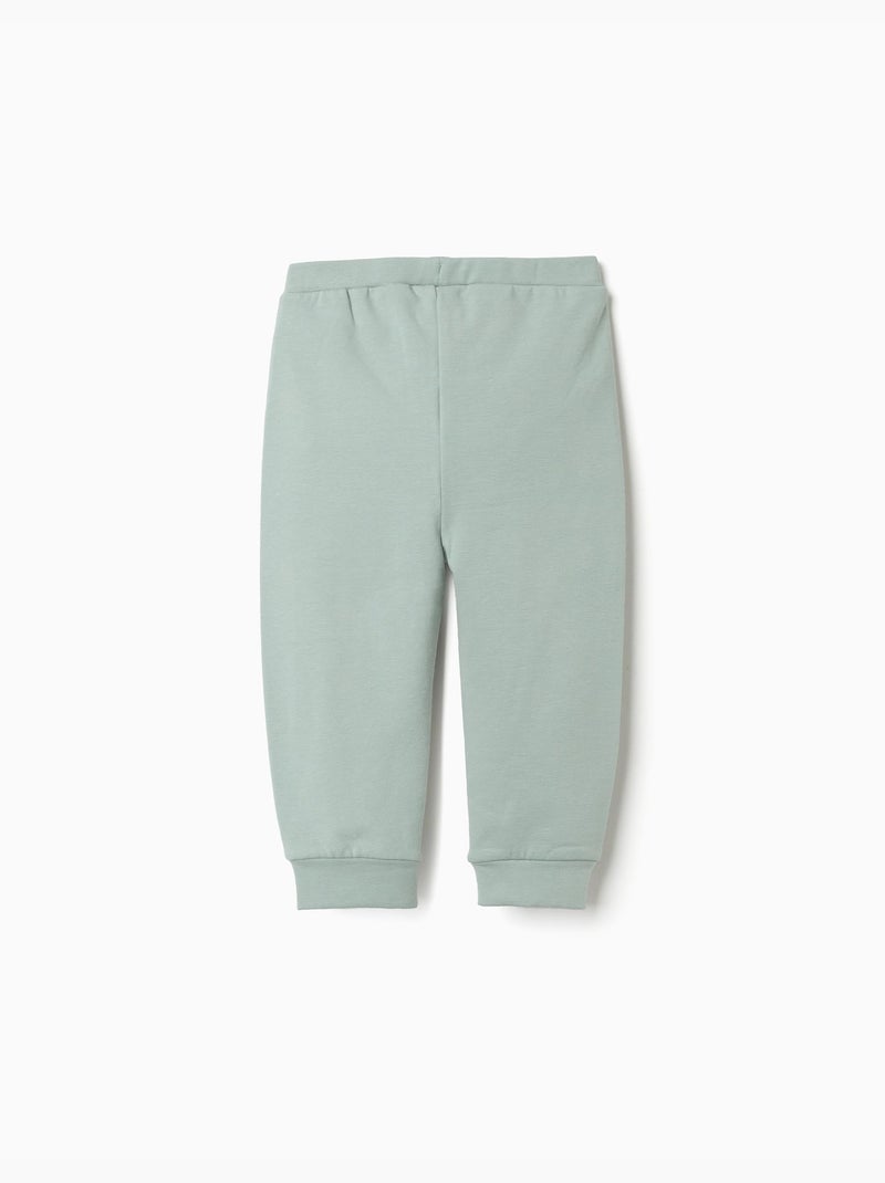 Geborsteld fleece broek met hartjesprint Groen - Kiabi