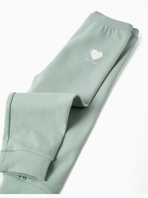 Geborsteld fleece broek met hartjesprint - Kiabi