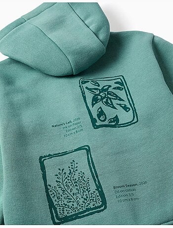 Geborsteld jack met capuchon met bloemenprints