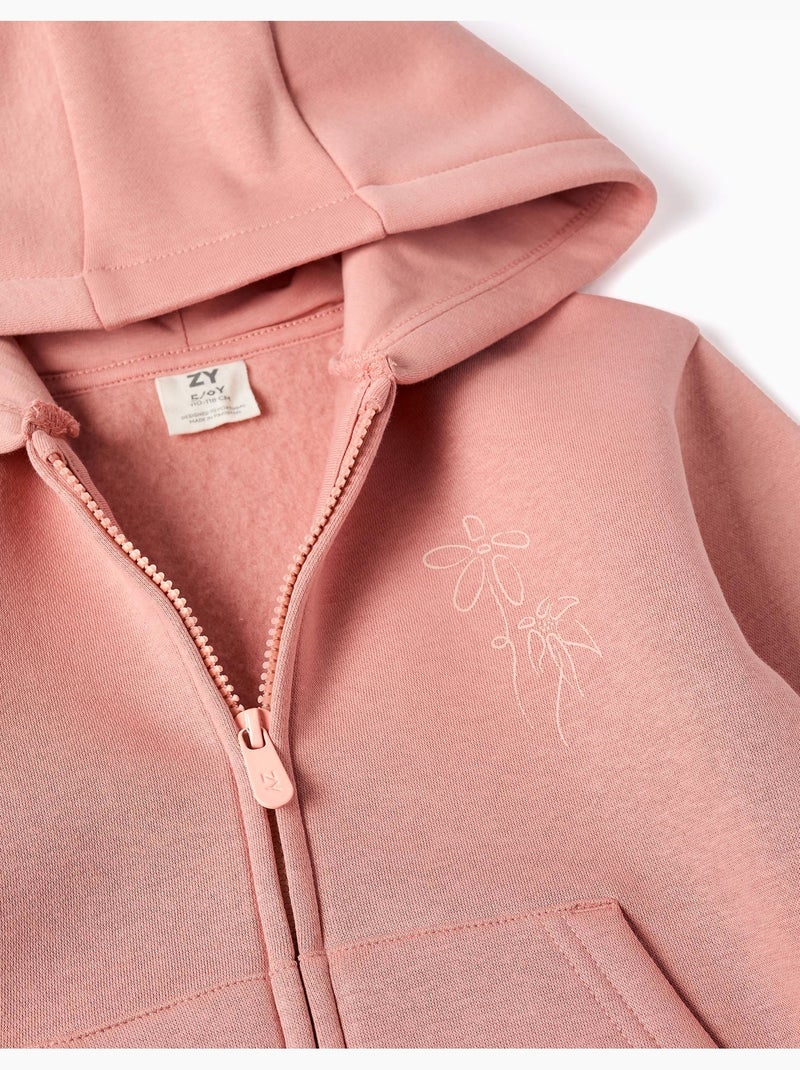 Geborsteld jack met capuchon met bloemenprints Roze - Kiabi