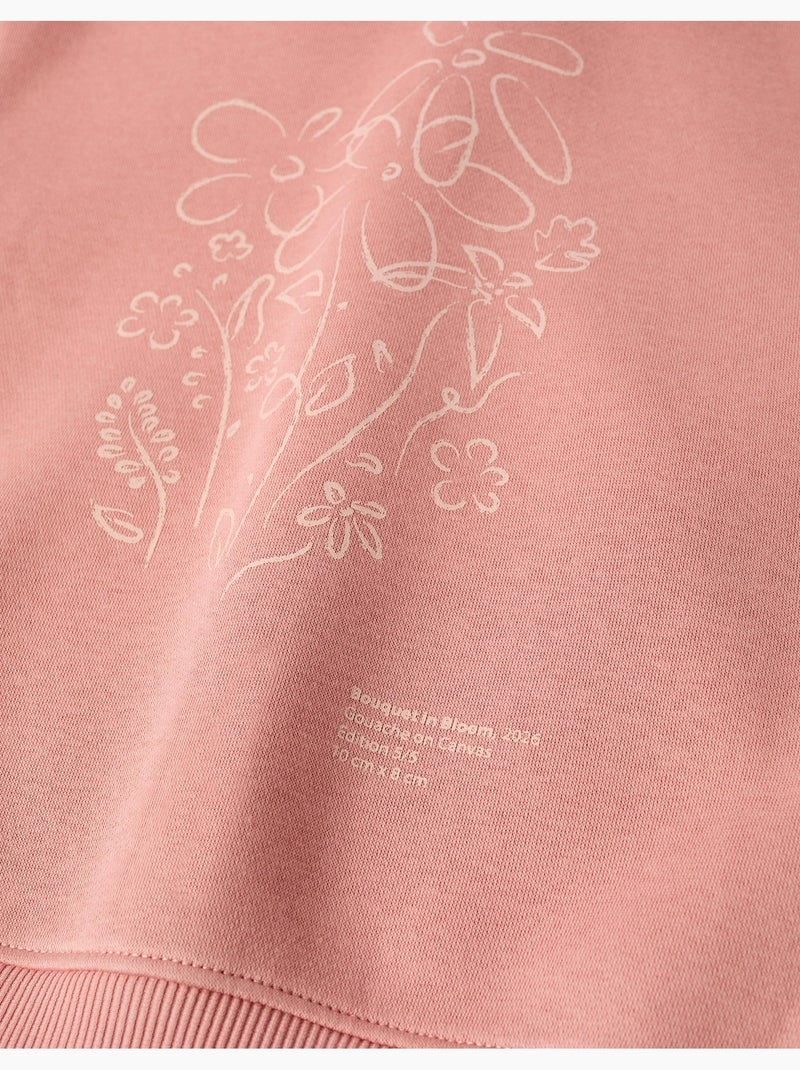 Geborsteld jack met capuchon met bloemenprints Roze - Kiabi