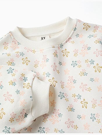 Geborsteld joggingpak met bloemenprint