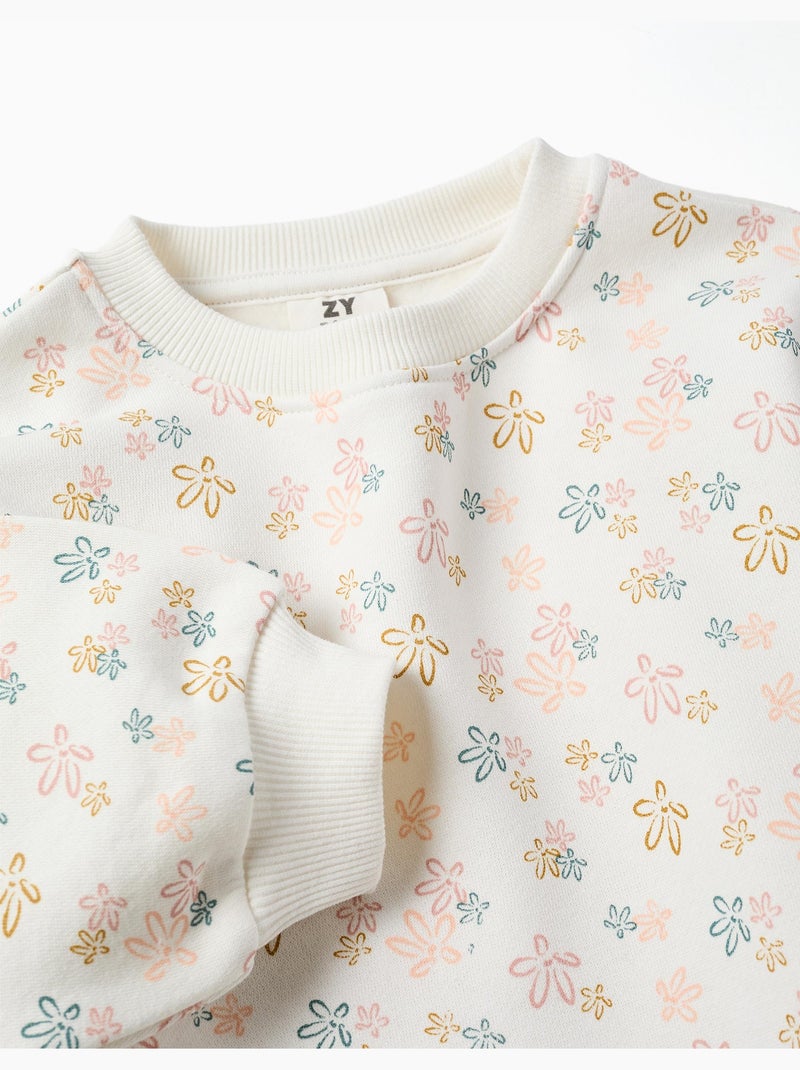 Geborsteld joggingpak met bloemenprint Wit - Kiabi