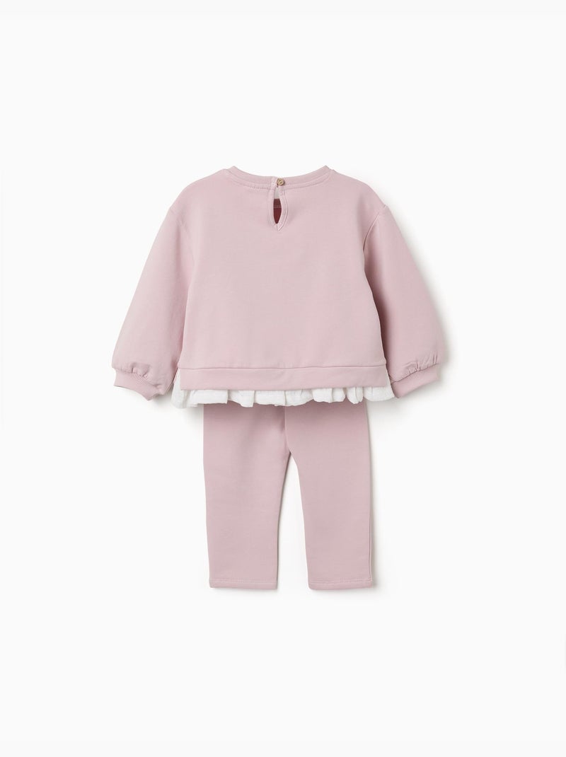 Geborsteld joggingpak met harten- en stippenprint Lila-mauve - Kiabi
