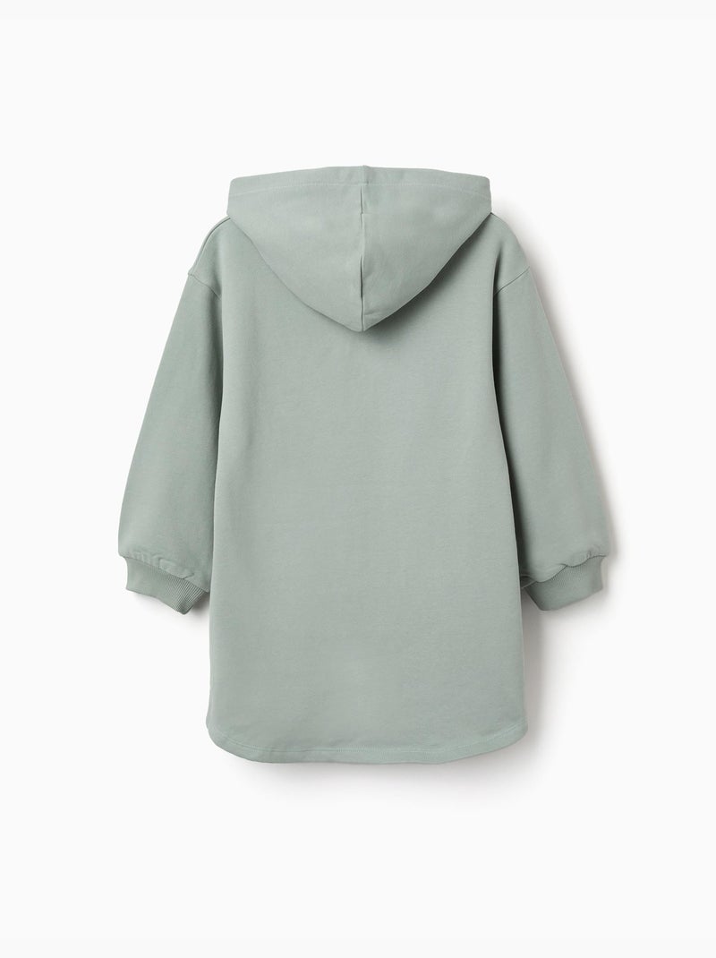 Geborsteld jurkje met capuchon en Stitch-print Groen - Kiabi