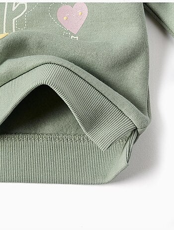 Geborsteld sweatshirt met bloemen en harten