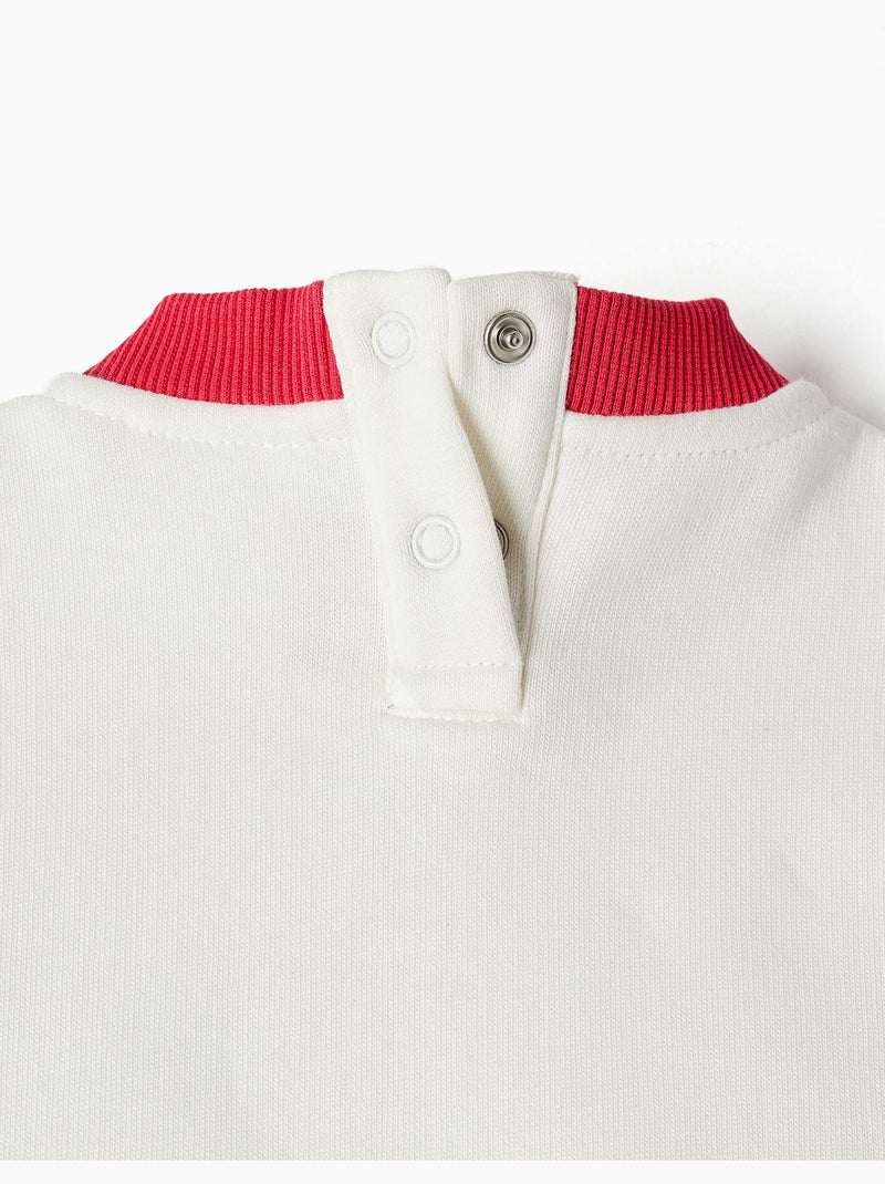 Geborsteld sweatshirt met borstprint Wit - Kiabi